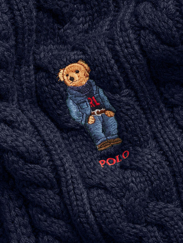 Blue knitted scarf with Polo Bear embroidery - 2