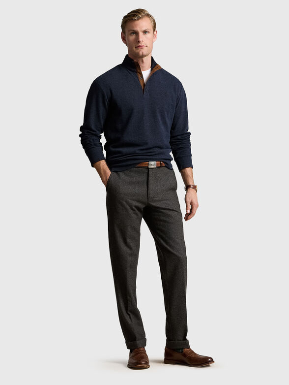 Dark blue polo shirt with long sleeves - 2