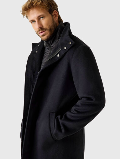 Wool blend coat with high collar - 4