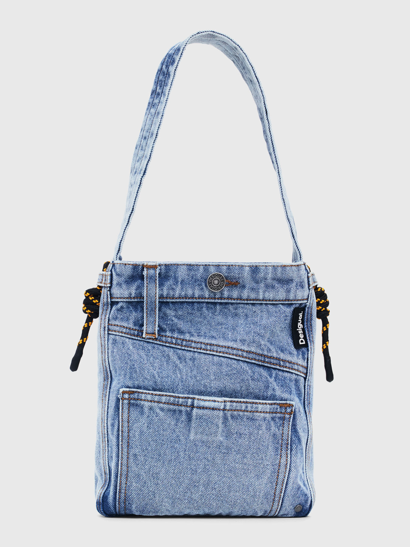 Denim tote bag with accent pockets brand DESIGUAL