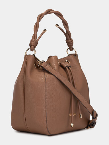 Bucket bag with golden logo accent - 4
