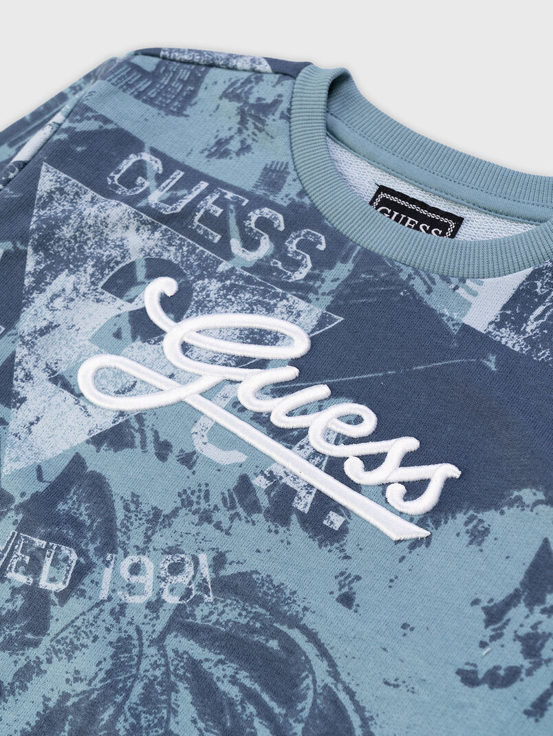 Sweatshirt in blue colour with print - 3