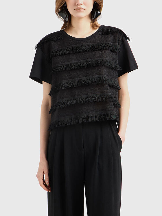 Cotton T-shirt with fringes - 1