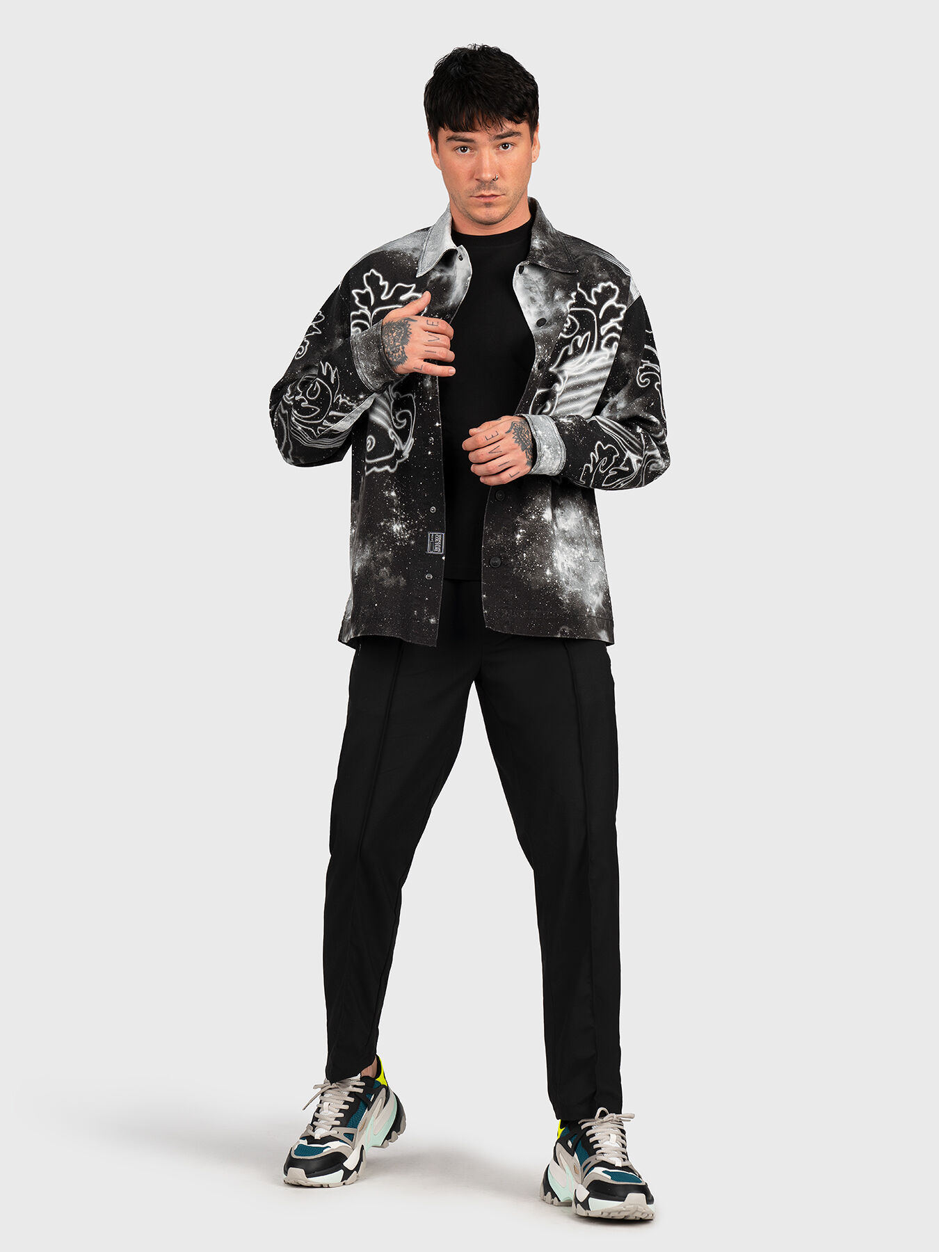 Black T-shirt with logo print brand VERSACE JEANS COUTURE