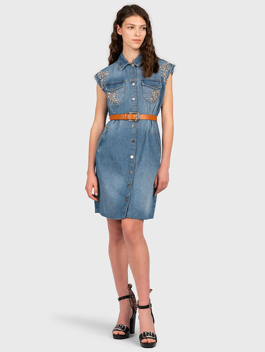 Short denim dress with crystals - 5