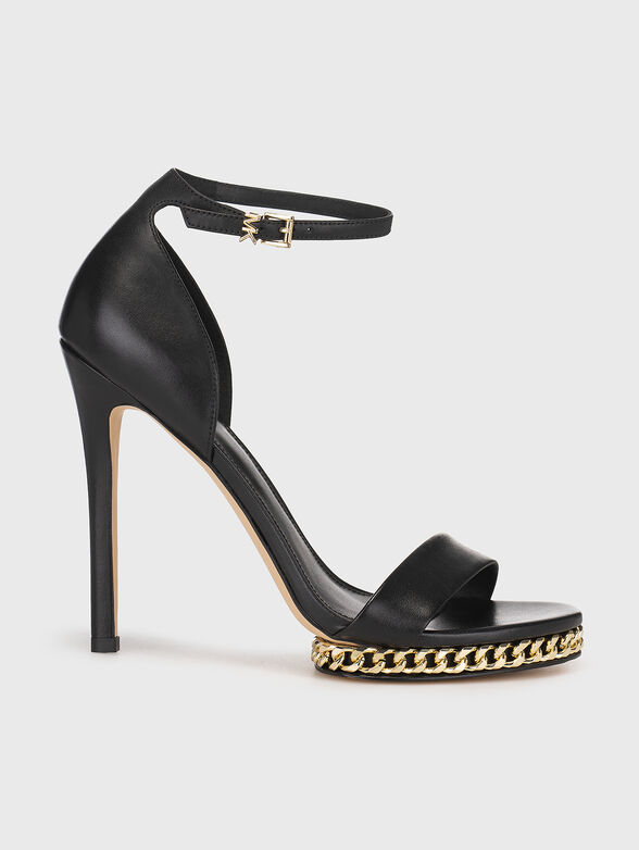 Black leather sandals with golden accent - 1