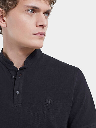 Black polo shirt with officer collar - 4