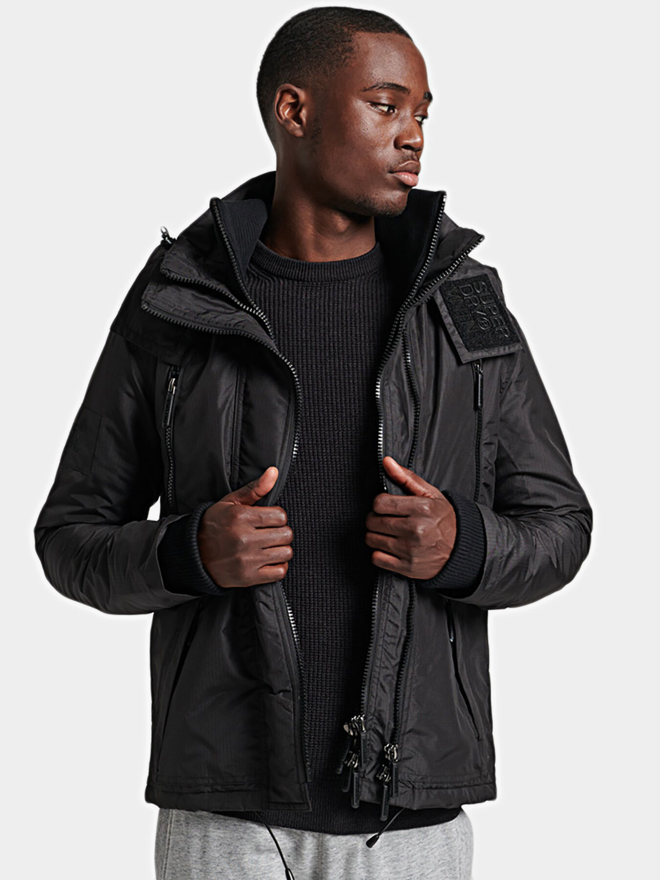 Triple-layered two-way zip fastening jacket brand SUPERDRY