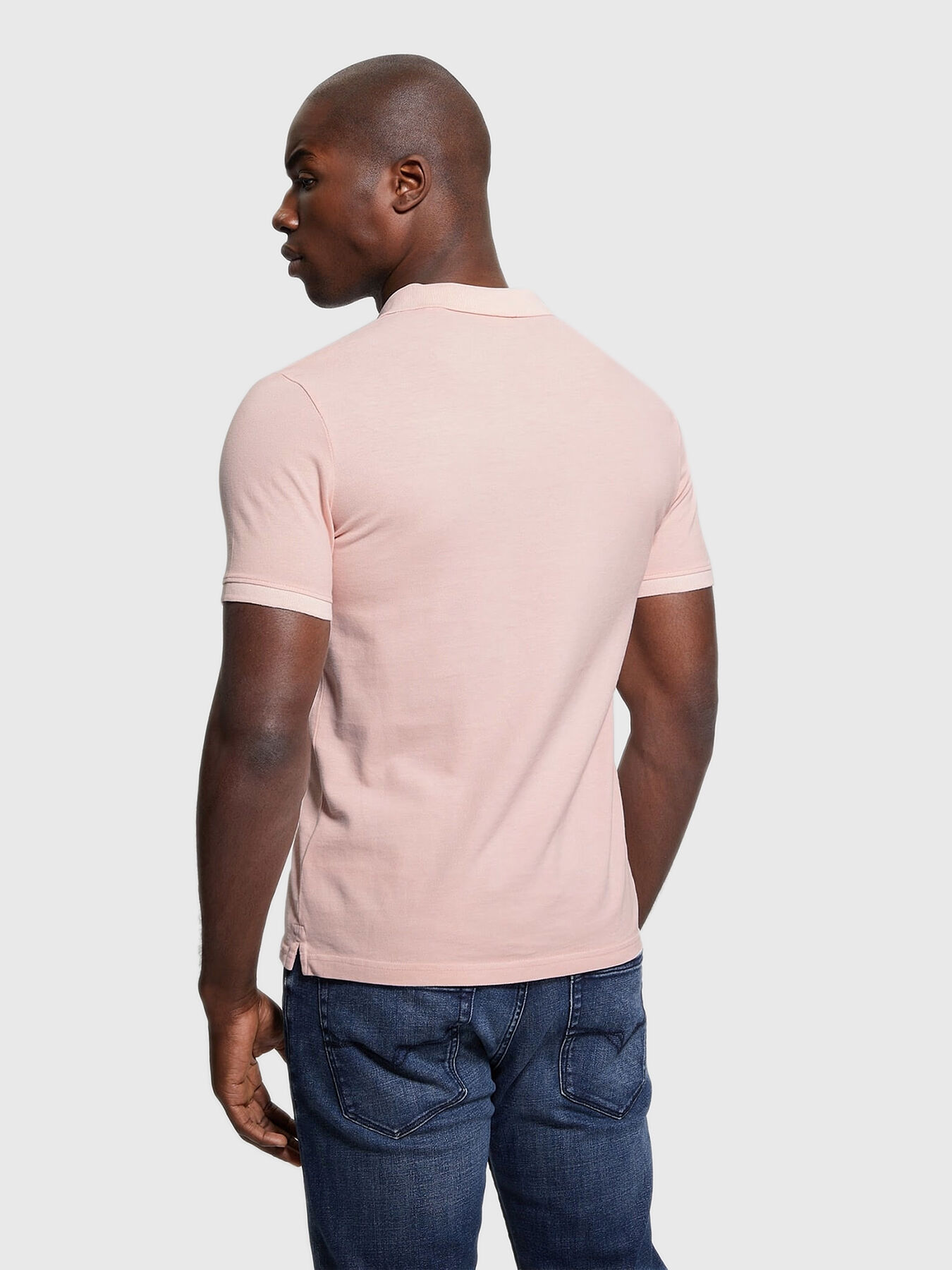 Beige cotton polo shirt with logo patch brand GUESS