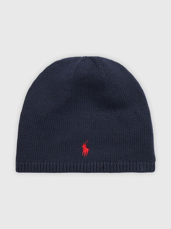 Плетена шапка с лого бродерия - 1