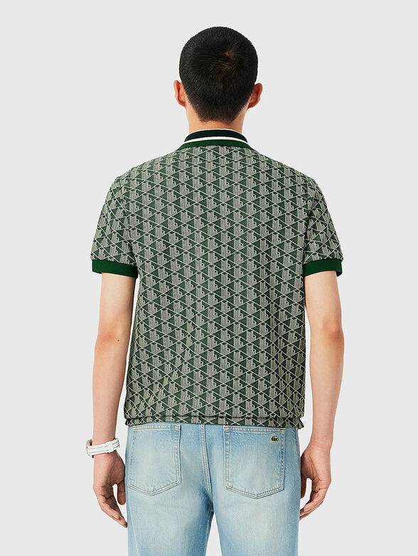 Polo shirt with accent collar in green - 3