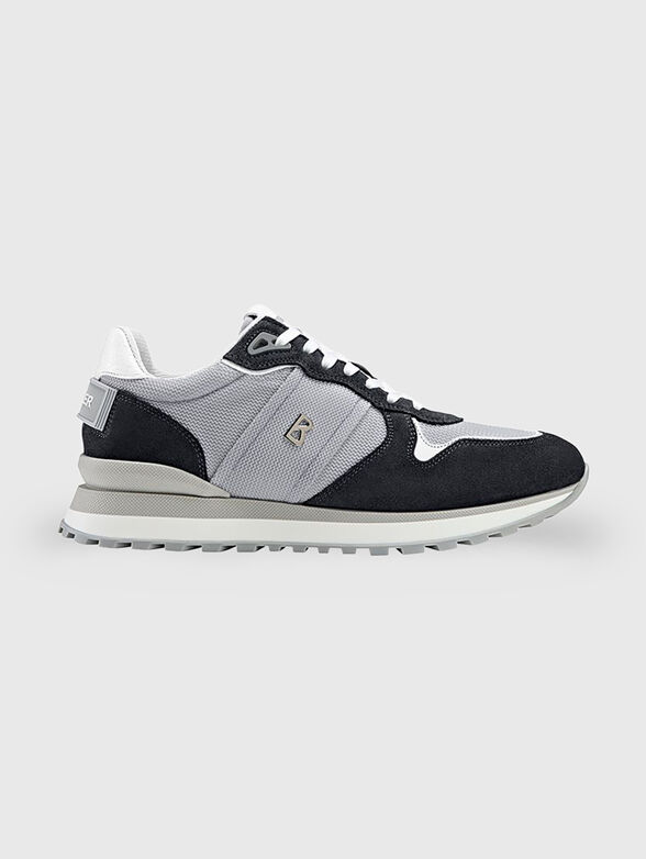 Suede and textile sports shoes with logo - 1