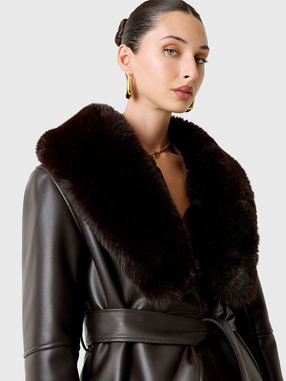 ZOEY faux leather coat with accent collar - 3
