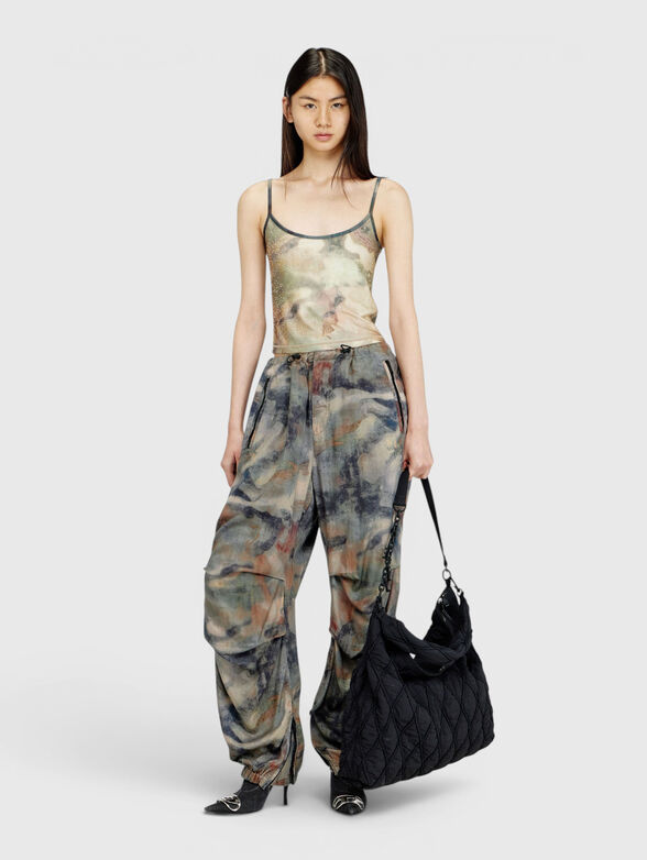 skinny top with all over camou and crystal details - 2