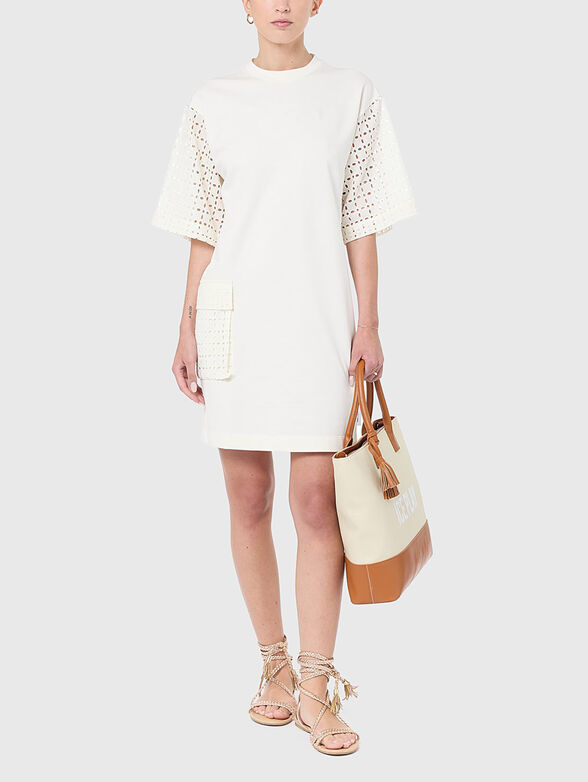 Perforated dress in ecru  - 4