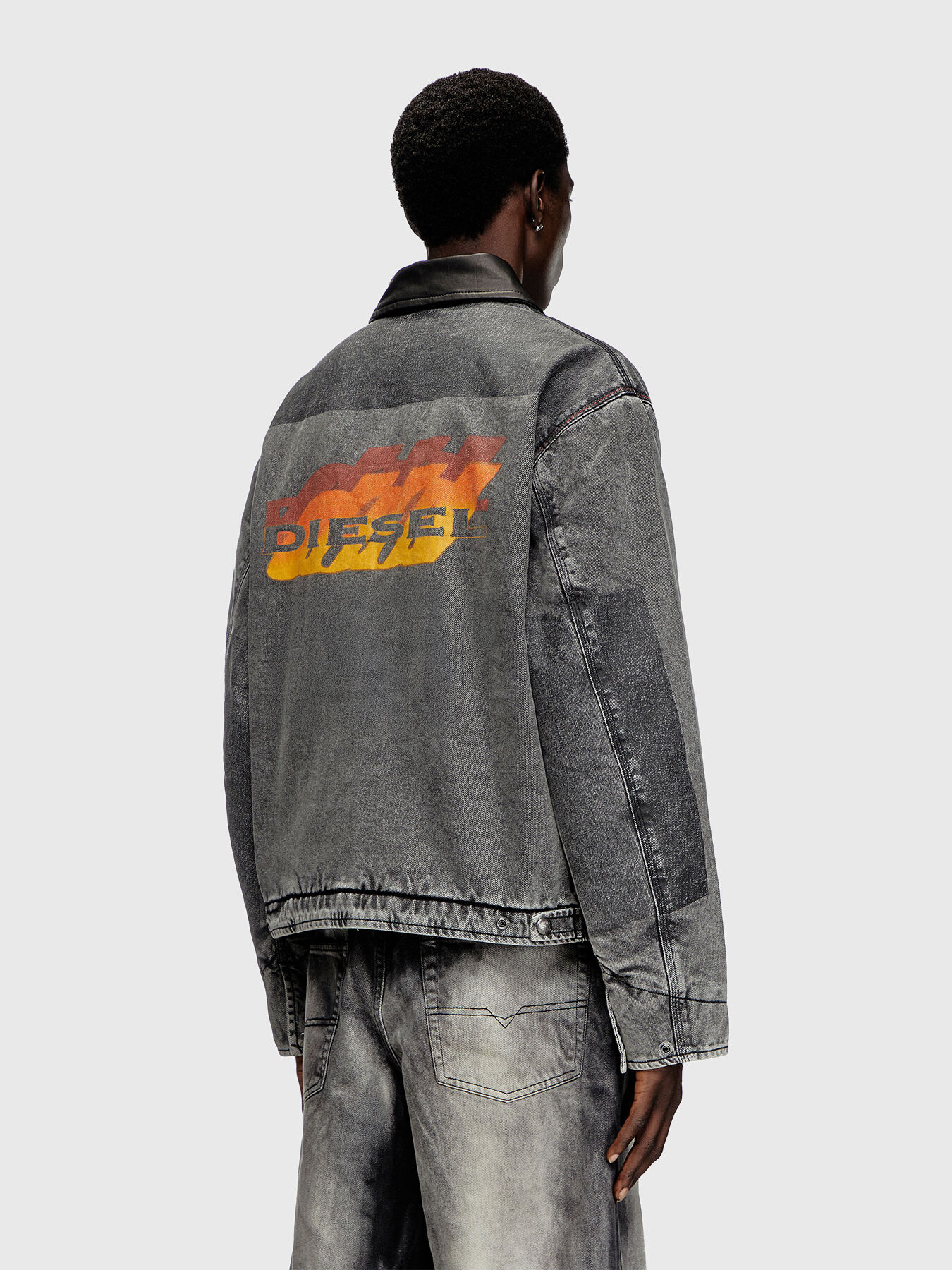 J-TAYLOR denim jacket with leather collar brand DIESEL