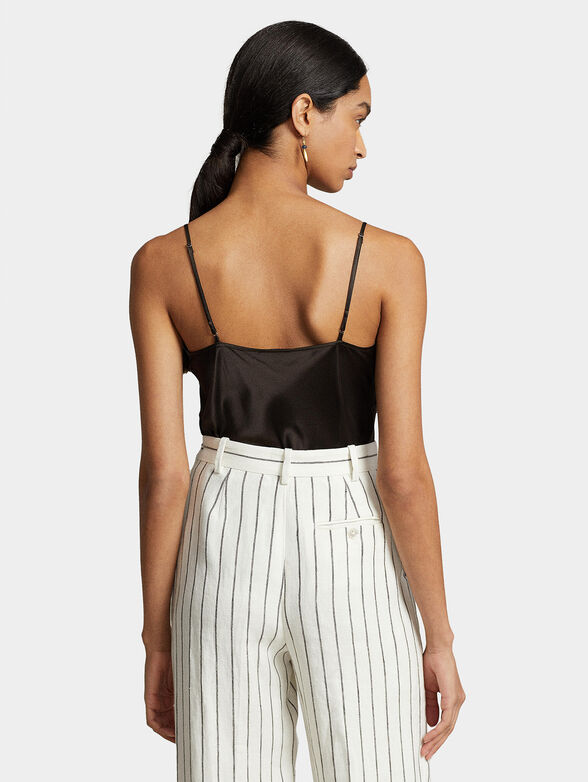 Brown top with lace accents - 3