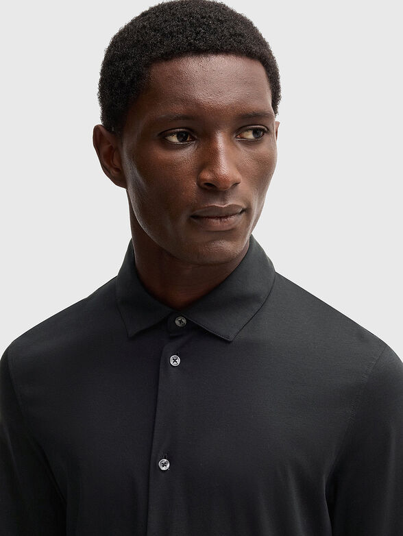 H-PAVER 17 black slim-fit cotton shirt - 4