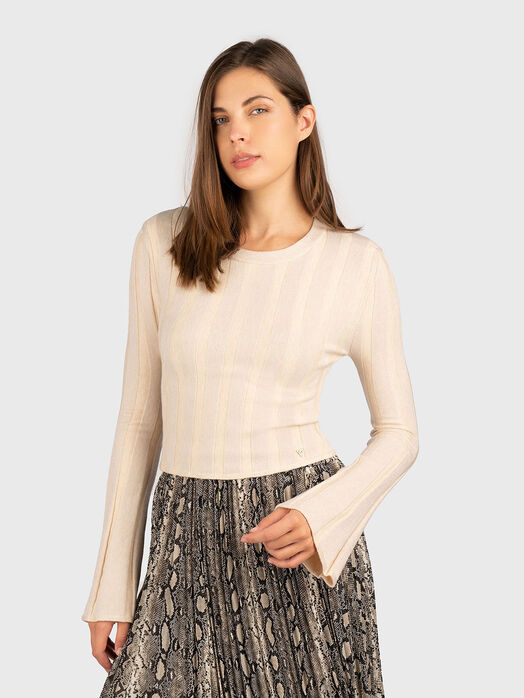 GEMMA wool blend sweater with accent sleeves