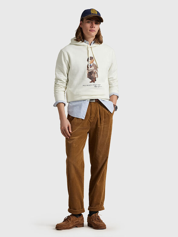 Cotton sweatshirt with hood and Polo Bear print - 2