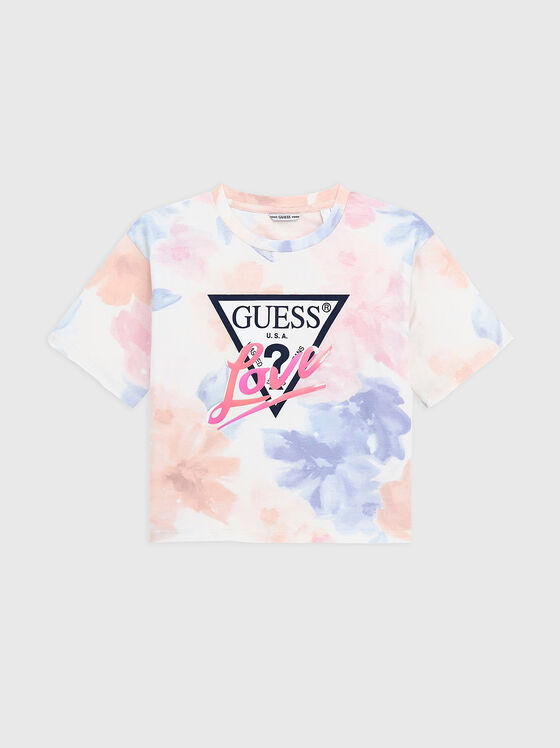 Cropped T-shirt with floral print - 1