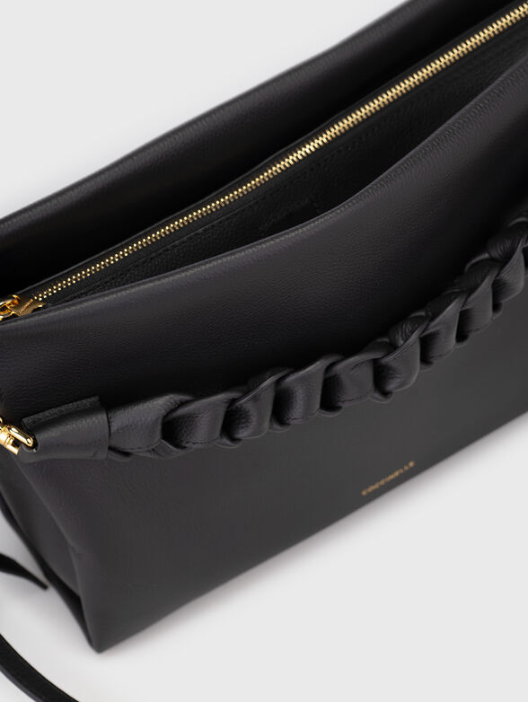 Black leather bag with knitted handle - 6