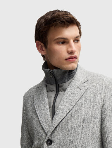 Slim herringbone wool blend coat - 4