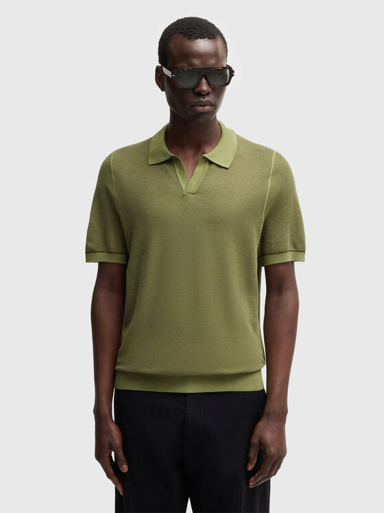 Cotton polo shirt in blue - 1
