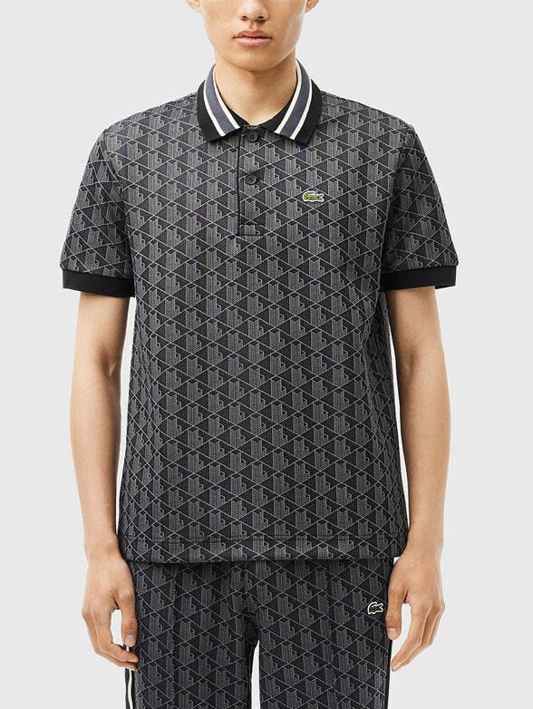 Polo shirt with accent collar in green - 1