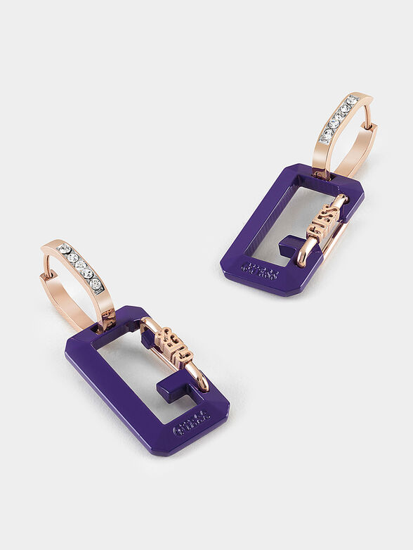 Earrings with logo detail in purple  - 2
