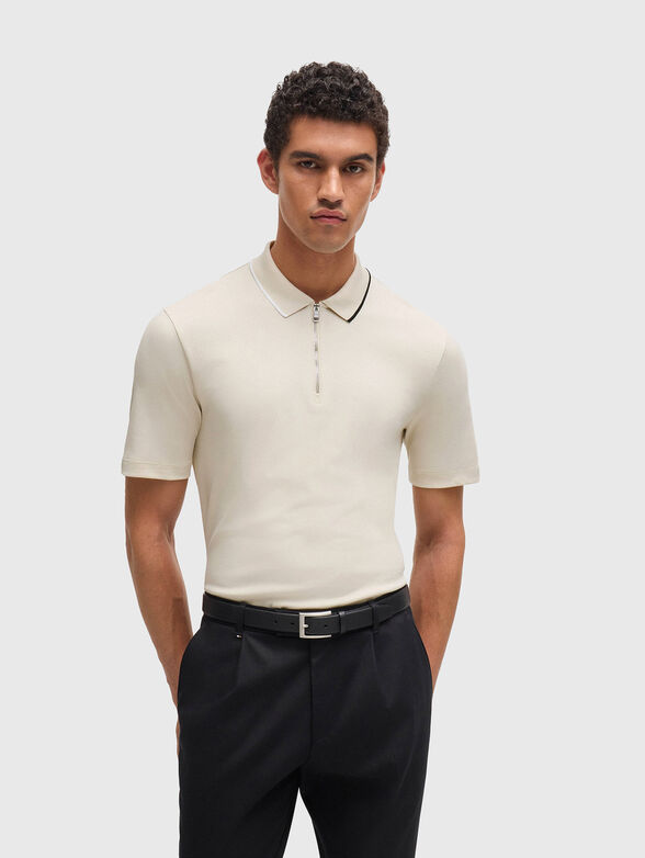 Cotton polo shirt with zip - 1
