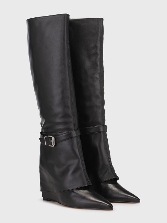 Black leather boots - 2