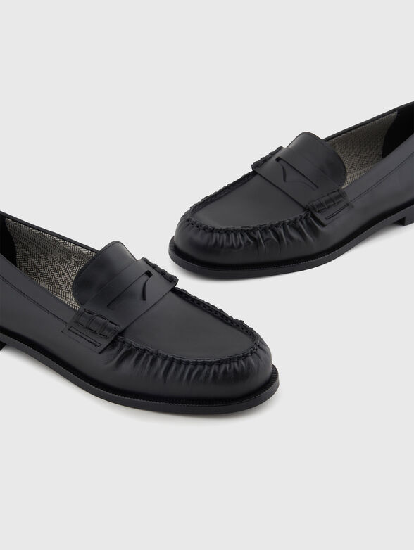Black leather loafers - 4