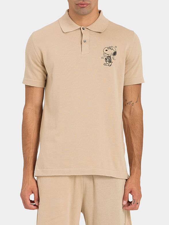 Knitted polo shirt with Snoopy print - 1
