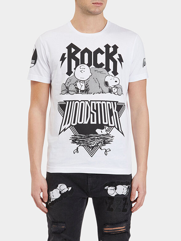 Black t-shirt with Rock Woodstock print - 1