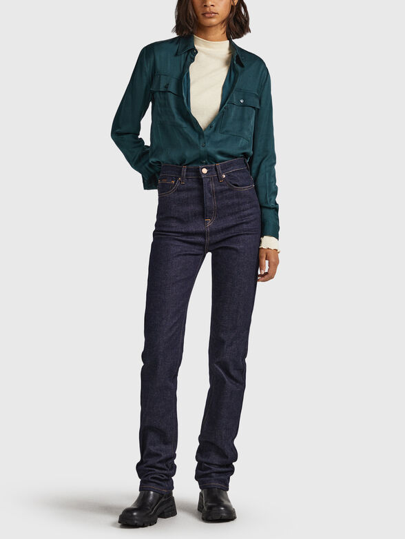 Dark blue satin shirt - 2