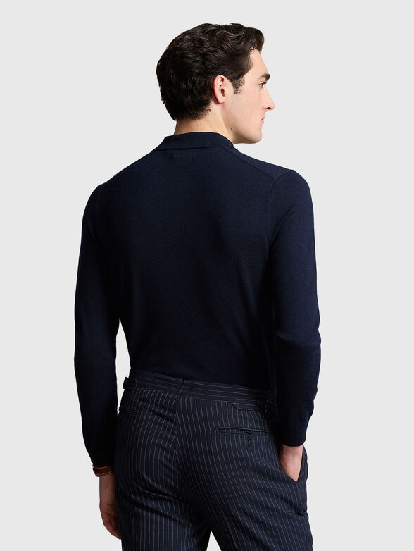 Dark blue polo shirt with long sleeves - 3