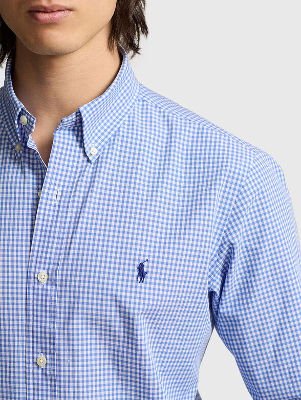 Plaid shirt with logo embroidery  - 4