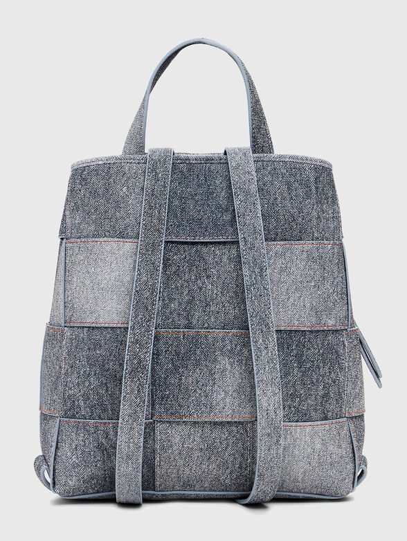 Medium braided denim-effect backpack - 3