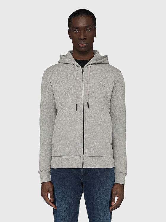 Cotton sweatshirt with hood and zip - 1