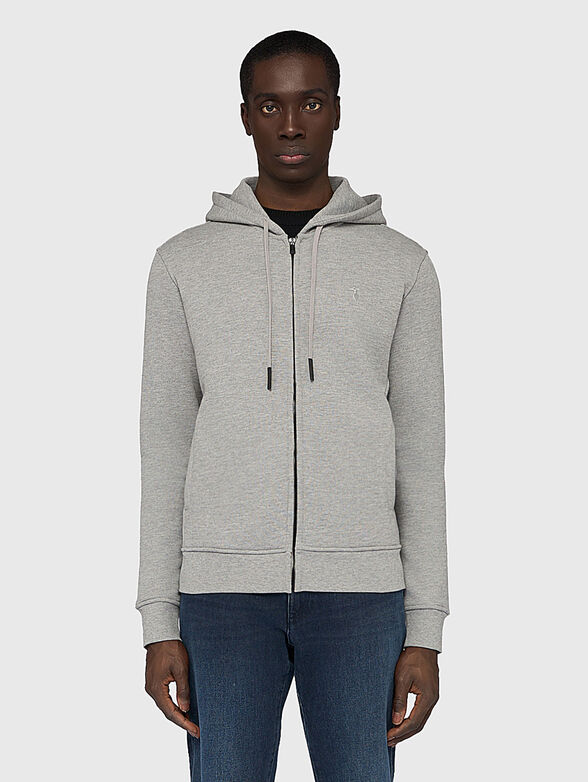Cotton sweatshirt with hood and zip - 1