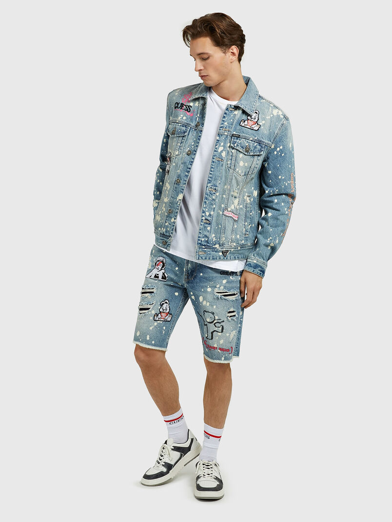 Denim jacket with graffiti print - 3