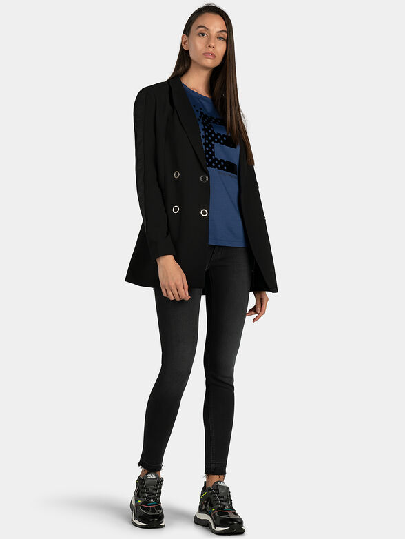 Black cotton t-shirt with logo letterings - 4