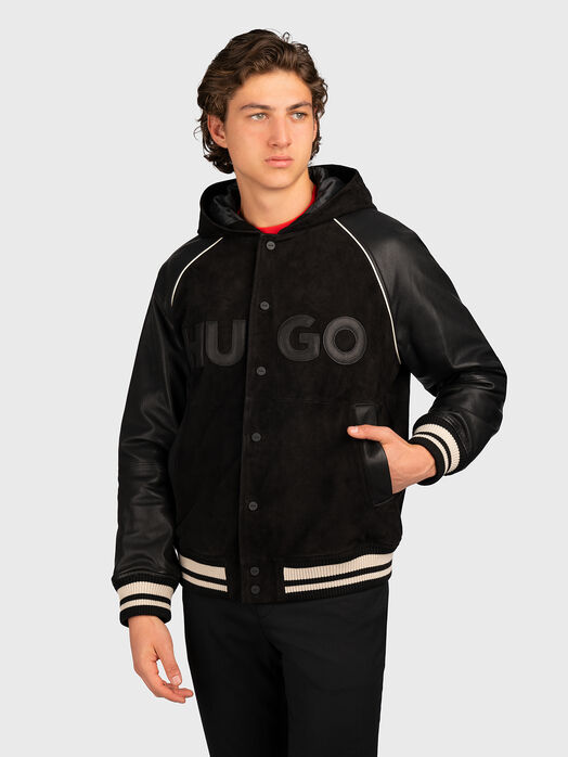 Leather bomber jacket