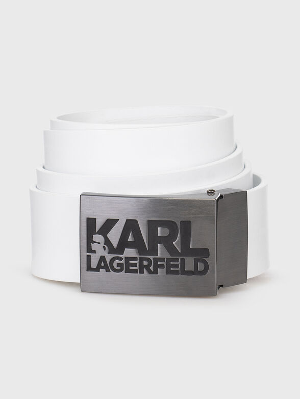 Leather belt with logo detail  - 0