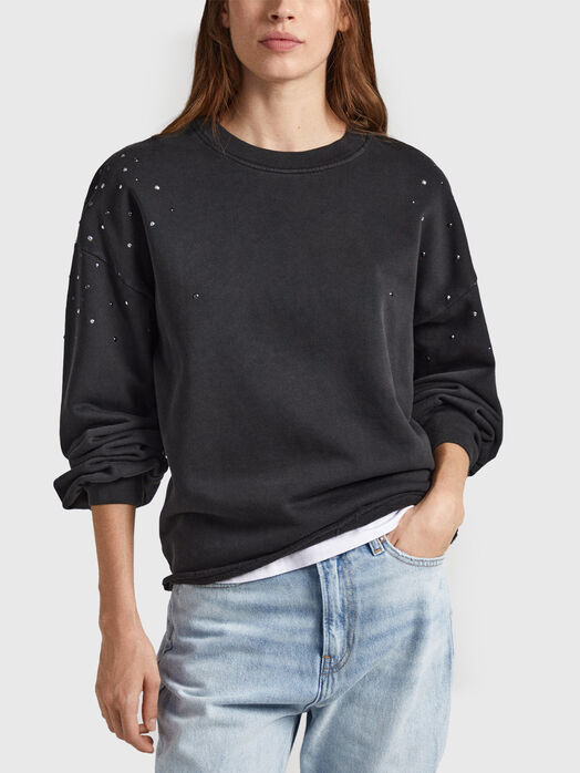 CAROLINE black sweatshirt with eyelets