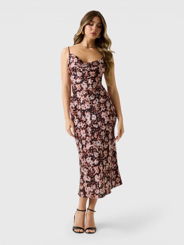 Midi dress with floral print in black - 1