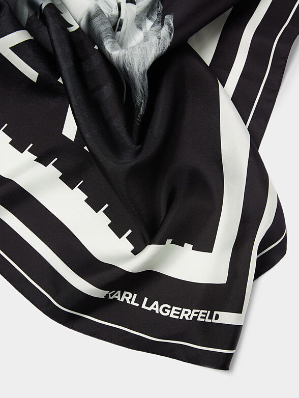 KARL LEGEND silk scarf with artistic print - 2