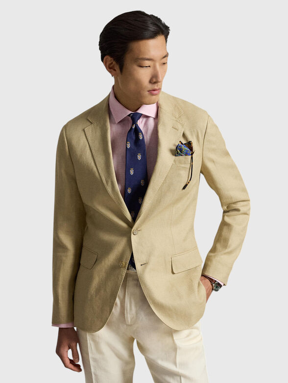 Single-breasted jacket made of a linen blend - 1