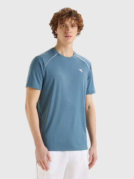 Blue T-shirt with contrasting elements - 1